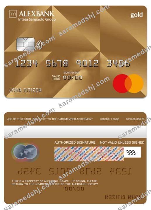 Egypt Alexbank gold mastercard